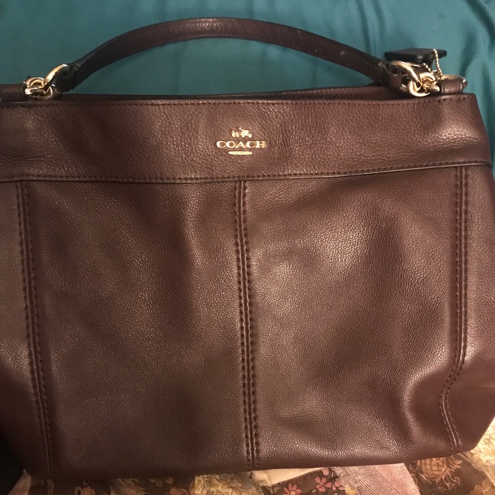 Authentic Brown Leather Coach Handbag